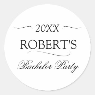 Minimalist Bachelor Party Classic Round Sticker