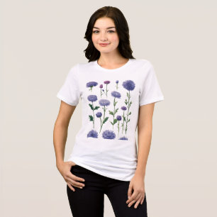 "Minimalist Bachelor’s Button Blossoms" Tri-Blend Shirt