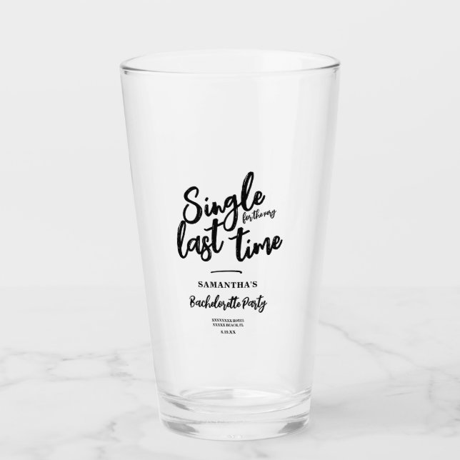 Minimalist Bachelorette Party  Glass (Front)