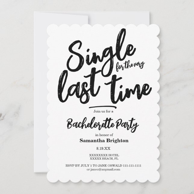 Minimalist Bachelorette Party Invitation (Front)