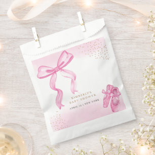 Minimalist Ballerina Shoes Bow Baby Shower Favour Bag
