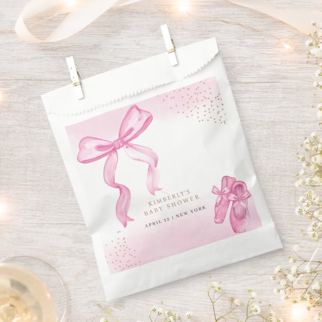 Minimalist Ballerina Shoes Bow Baby Shower Favour Bag (Clipped)