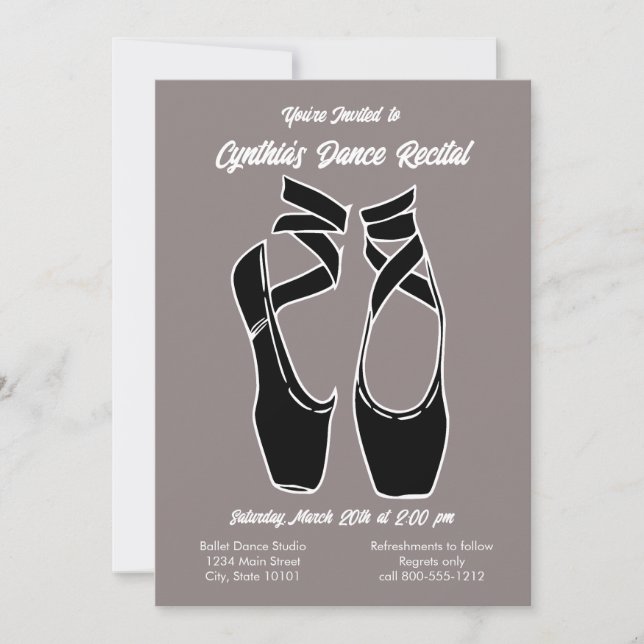 Minimalist Ballet Dance Recital Invitation (Front)