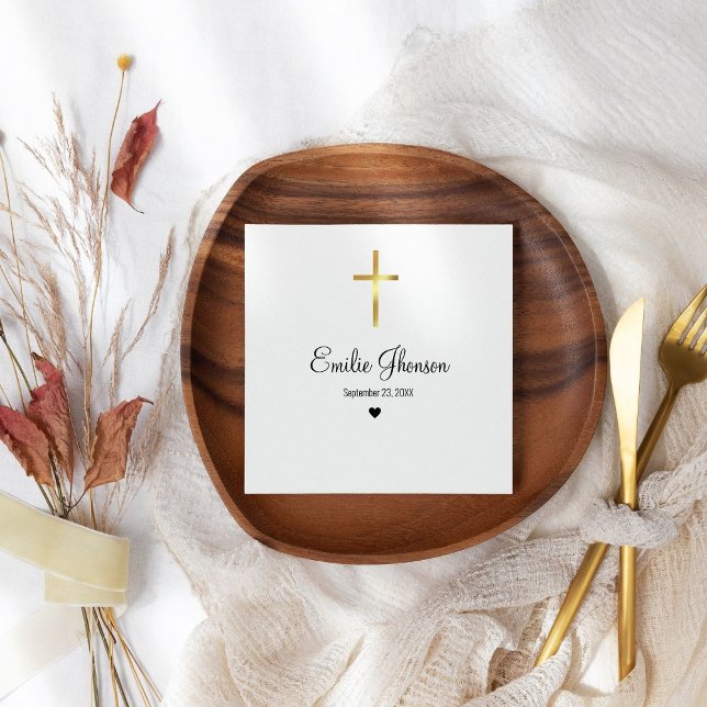 Minimalist baptism, first communion confirmation napkin (Creator Uploaded)