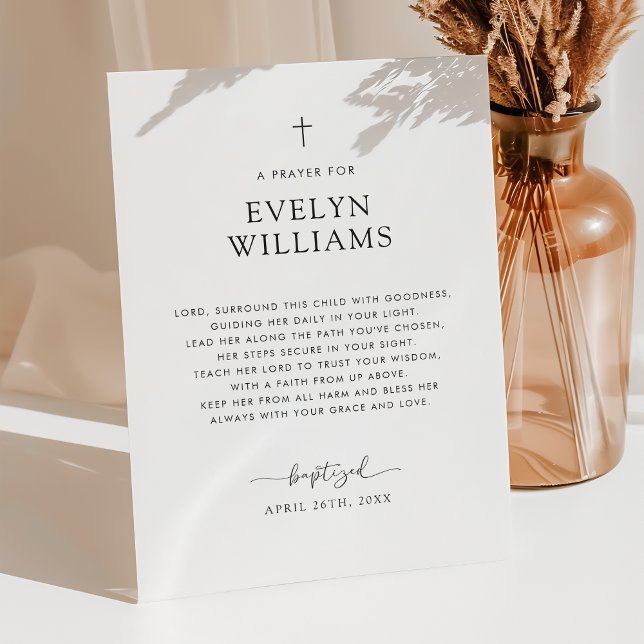 Minimalist Baptism Prayer Personalised Pedestal Sign (Creator Uploaded)