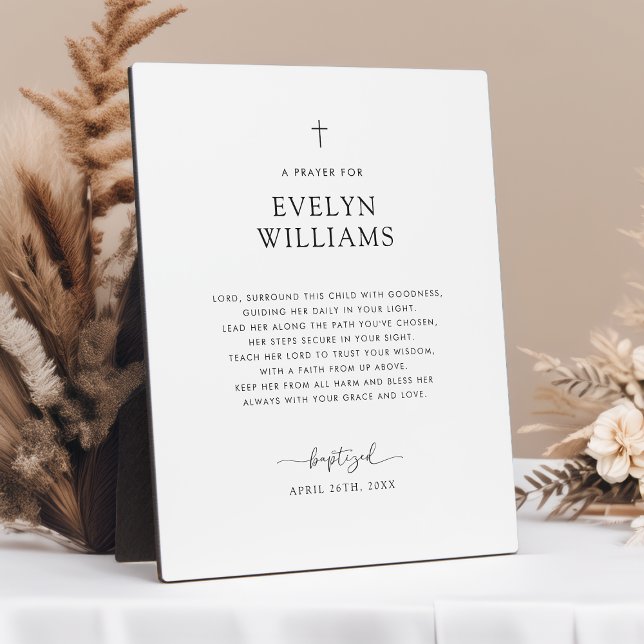 Minimalist Baptism Prayer Personalised Tabletop Plaque (Creator Uploaded)