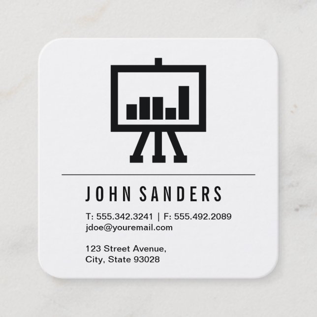 Minimalist Bar Chart Icon Square Business Card (Front)