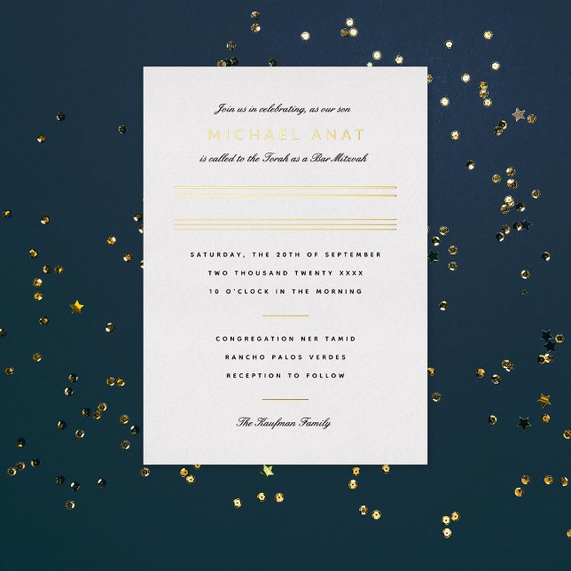 Minimalist Bar Mitzvah Gold Stripe (Creator Uploaded)