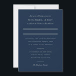 Minimalist Bar Mitzvah Navy Blue Silver Invitation<br><div class="desc">Minimalist layout. Change the colour and fonts even the lines and custom colour background to match your event.</div>