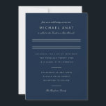 Minimalist Bar Mitzvah Navy Blue Silver Invitation<br><div class="desc">Minimalist layout. Change the colour and fonts even the lines and custom colour background to match your event.</div>