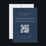Minimalist Bar Mitzvah Navy Blue Silver QR Code RSVP Card<br><div class="desc">Minimalist layout. Change the colour and fonts even the lines and custom colour background to match your event. QR code online website rsvp card</div>