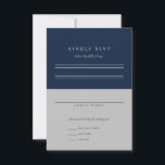 Minimalist Bar Mitzvah Navy Blue Silver RSVP Card<br><div class="desc">Minimalist layout. Change the colour and fonts even the lines and custom colour background to match your event.</div>
