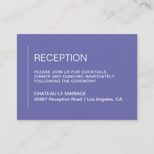 Minimalist basic periwinkle wedding reception enclosure card