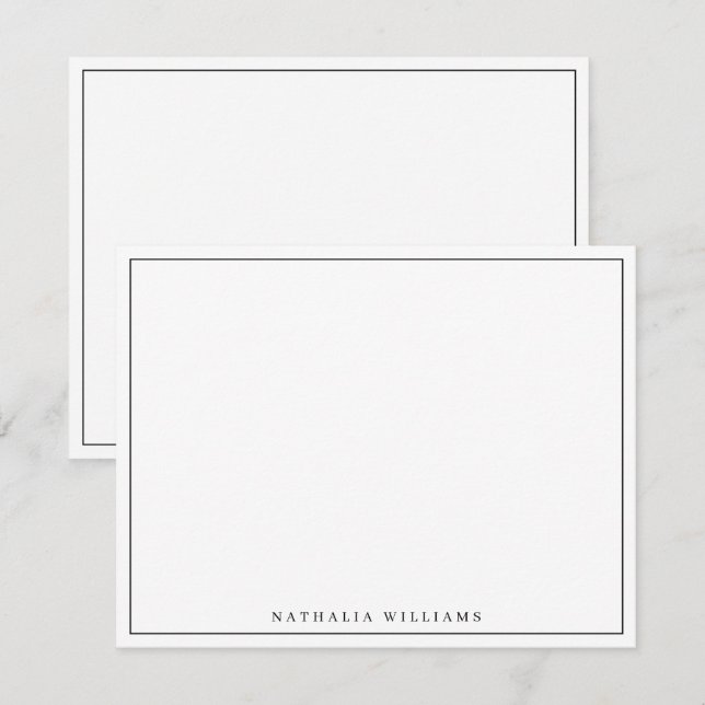 Minimalist Basic Personalise Black Stationery Card (Front/Back)
