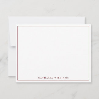 Minimalist Basic Personalise Maroon Stationery Card