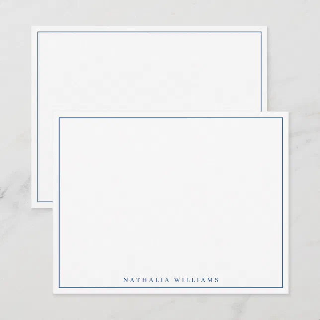 Minimalist Basic Personalise Navy Blue Stationery Card | Zazzle