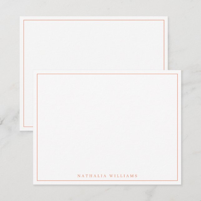 Minimalist Basic Personalise Orange Stationery Card (Front/Back)