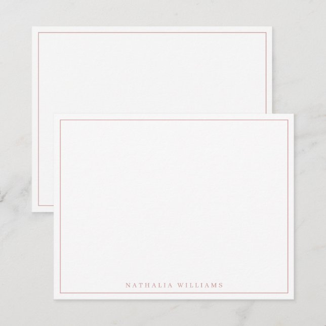 Minimalist Basic Personalise Rose Mauve Stationery Card (Front/Back)