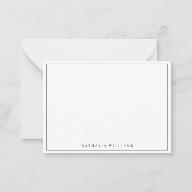 Minimalist Basic Personalize Black Stationery Card (Front)