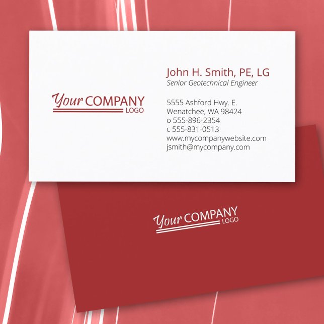 Minimalist Basic Professional Red, White Business Card (minimalist, simple red logo professional business card template)