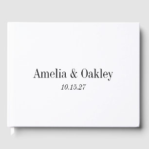 Minimalist Basic White Elegant Wedding Custom Guest Book
