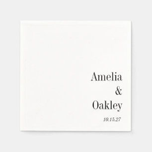 Minimalist Basic White Elegant Wedding Custom Napkin
