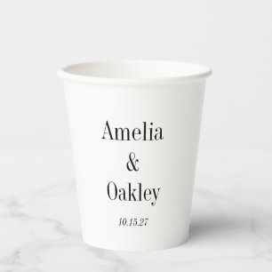 Minimalist Basic White Elegant Wedding Custom Paper Cups