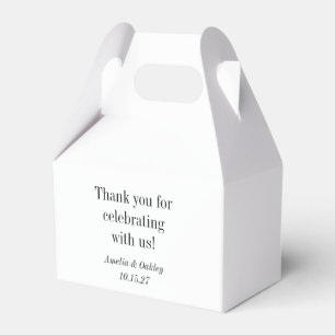 Minimalist Basic White Elegant Wedding Thank You Favour Box