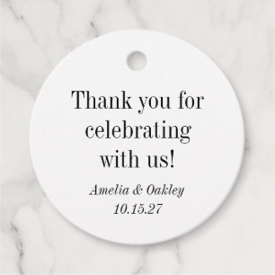 Minimalist Basic White Elegant Wedding Thank You Favour Tags