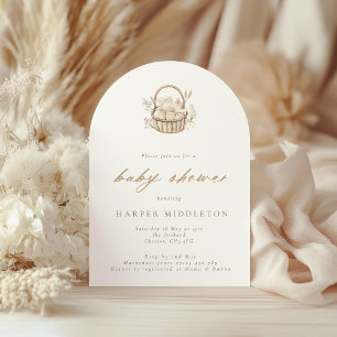 Minimalist Basket Gender Neutral Arch Baby Shower Invitation