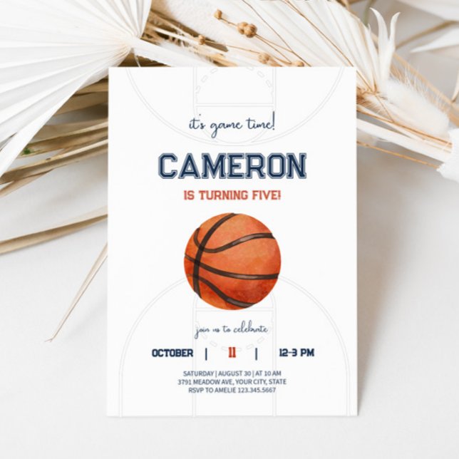 Minimalist Basketball Birthday Party Invitation (Creator Uploaded)