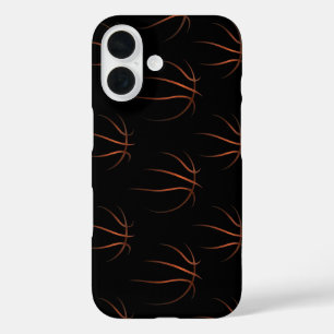 Minimalist Basketball Line Art Pattern – Black & O iPhone 16 Case