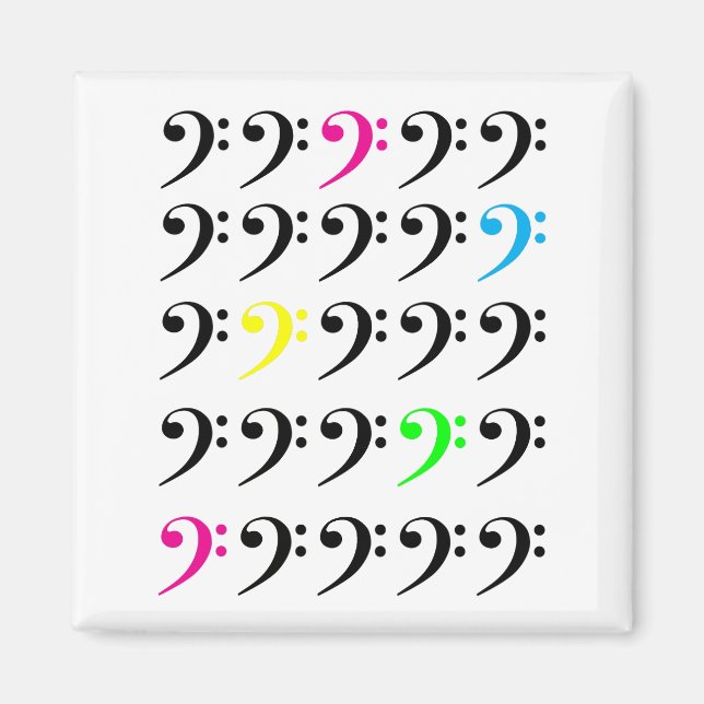 Minimalist Bass Clef Grid Pattern Magnet (Front)