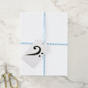  Minimalist Bass Clef – Ink Brush Music Symbol on Gift Tags