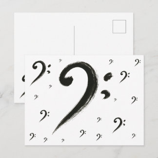 Minimalist Bass Clef – Ink Brush Music Symbol on Postcard