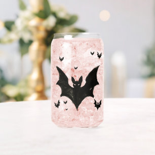 Minimalist Bat – Ink Brush Halloween Creature on Can Glass