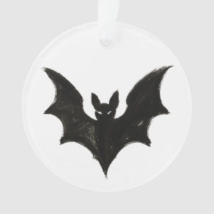 Minimalist Bat – Ink Brush Halloween Creature on Ornament