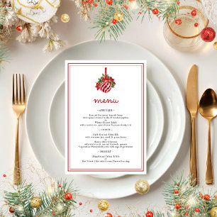 Minimalist Bauble & Script Christmas Dinner Party Menu