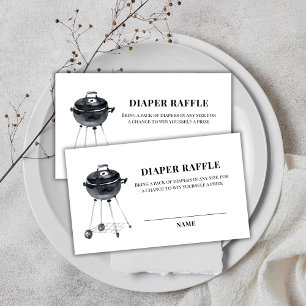 Minimalist BBQ Grill Diaper Raffle Baby Shower  Enclosure Card