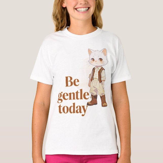 Minimalist “Be Gentle Today” Old Soul Cat T-Shirt  (Front)