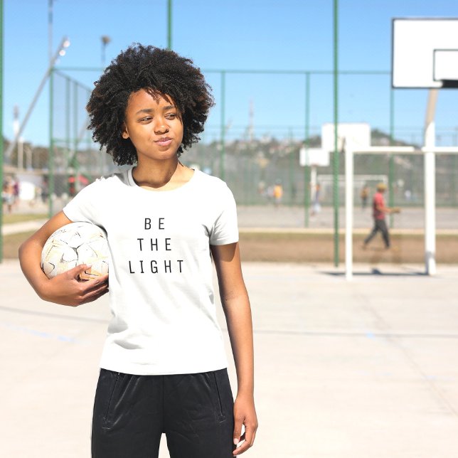 Minimalist Be The Light Text White T-Shirt (Creator Uploaded)