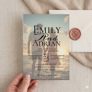 Minimalist Beach Destination Photo Wedding  Invitation