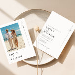 Minimalist Beach Destination Photo Wedding Invitation<br><div class="desc">These Minimalist Beach Destination Photo Wedding Invitation capture the essence of your special day. Featuring a stunning couple's photo,  the black and white design adds timeless sophistication. Perfect for a beach,  coastal,  or rustic wedding,  they set the ideal tone for your celebration.</div>