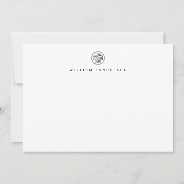 Minimalist Beach Seashell Correspondence    Card (Front)