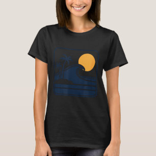 Minimalist Beach Vacation Palm Tree Sunset Graphic T-Shirt