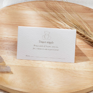 Minimalist Bear Gender Neutral Diaper Raffle Enclosure Card