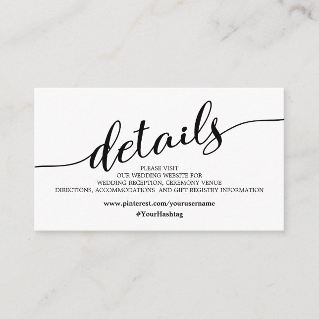 Minimalist Beautiful Wedding Website Details Enclosure Card (Front)