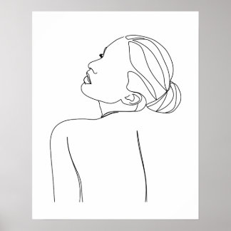 Minimalist Beautiful Woman Line Art Poster