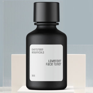 minimalist beauty product label black on white