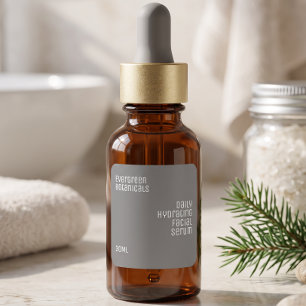 minimalist beauty product label white on grey